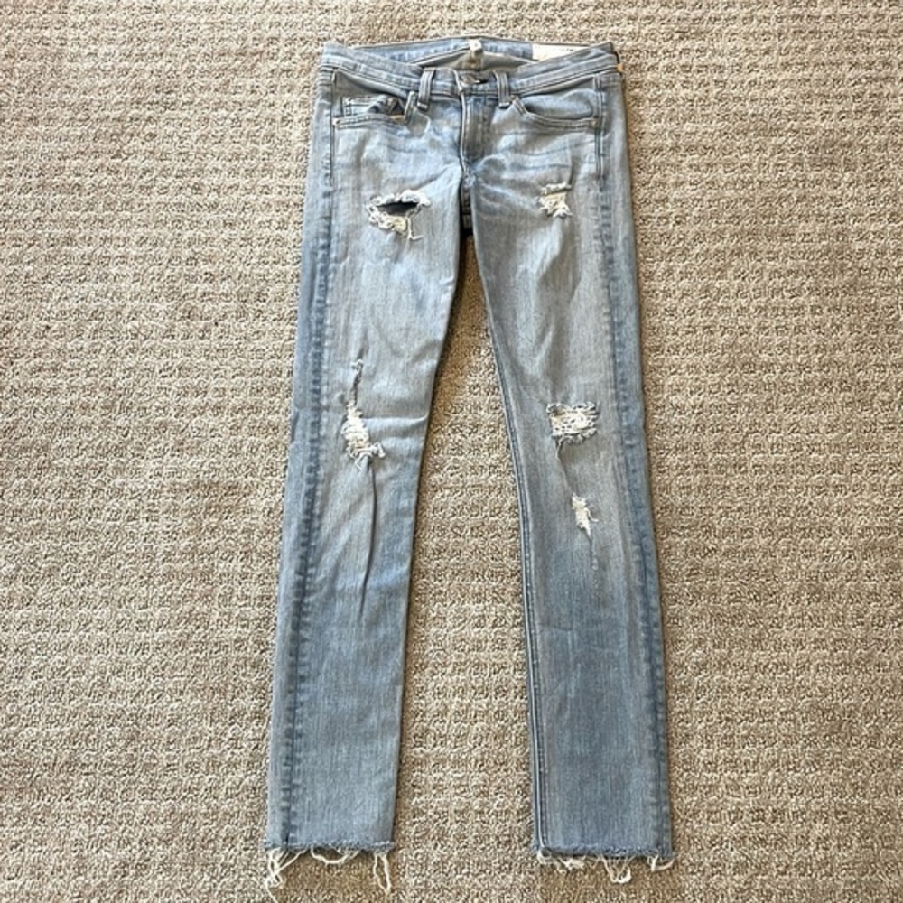 rag & bone Distressed Light Denim Wash Skinny Jeans